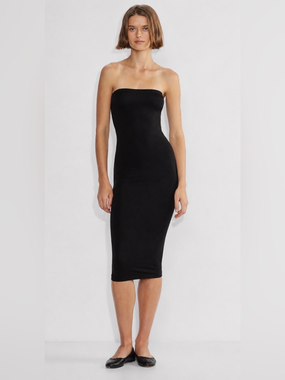Aritzia Smooth Seamless Tube Midi Dress Black Bodycon Size M